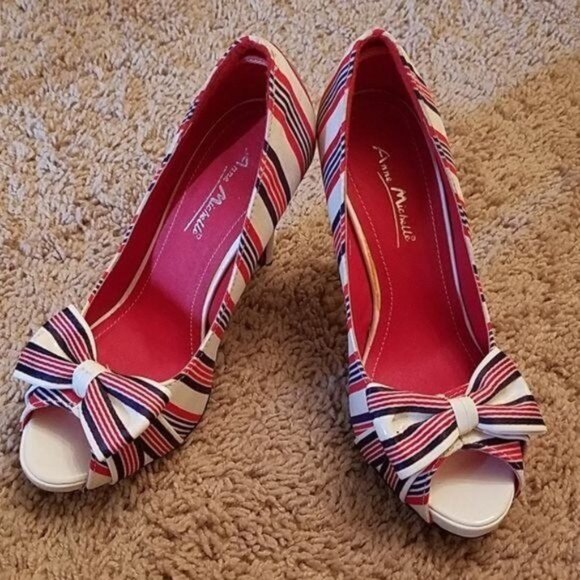 Anne Michelle Heels Shoes Peep Toe Pumps STILETTO Strip Women's WOMAN'S Size 5½ - Picture 14 of 14